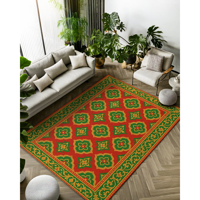 Tapis en coton et polyester à imprimé numérique Gromling Collection, Rectangle 5 pi 3 po x 6 pi 7 po