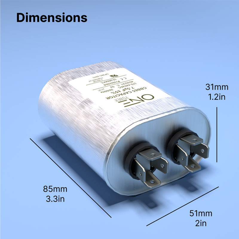 Condensateur de climatiseur à fonctionnement unique UN-Power 7,5-MFD, 370V ou 440V 7,5 uF CBB65B