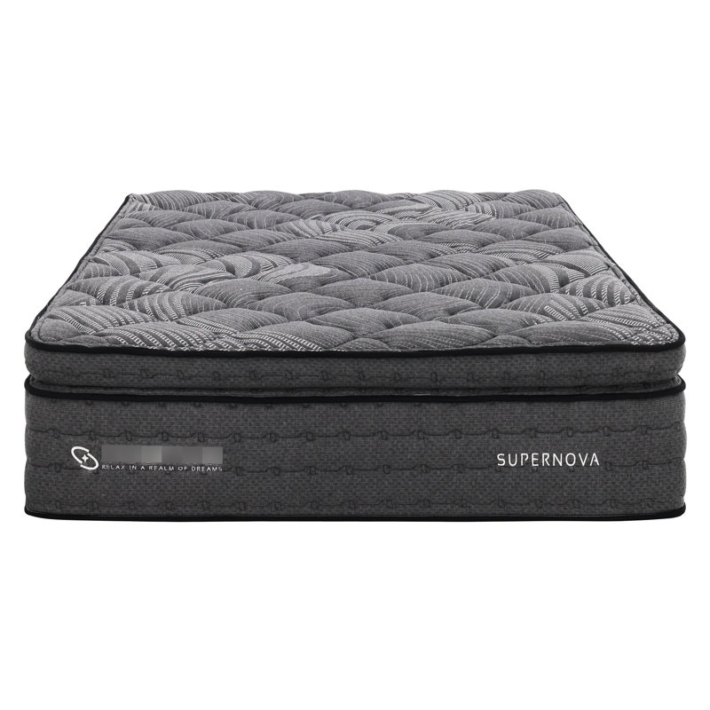 Très grand matelas 14 po avec base en mousse Super Ks, lit avec couches luxueuses, housse souple de 380 g / m², lit à ressorts ensachés et rembourrés de mousse, 14 po, qualité, tic-tac, roulé,