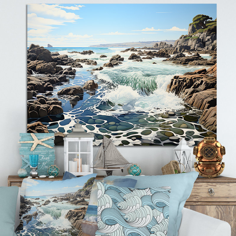 Paysage de plage sauvage I - reproduction sur toile, Toile tendue, H 12 po x l 20 po x P 1 po