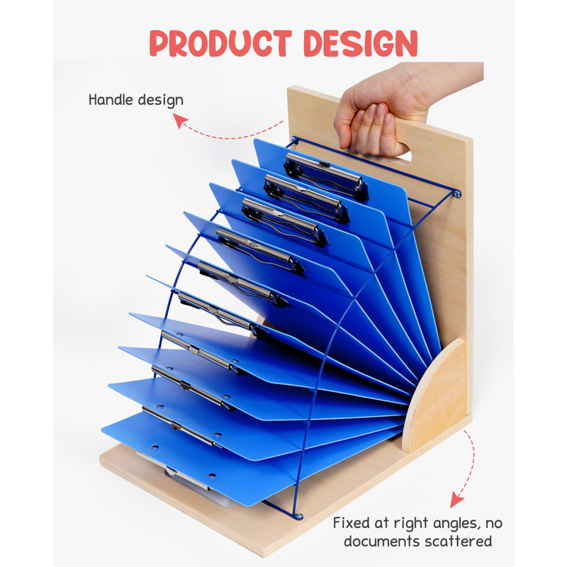 Wood And Metal Clipboards With Storage Rack Small Board Organizer For Classroom Office