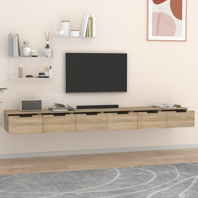 6 Piece Floating Shelf, Sonoma Oak