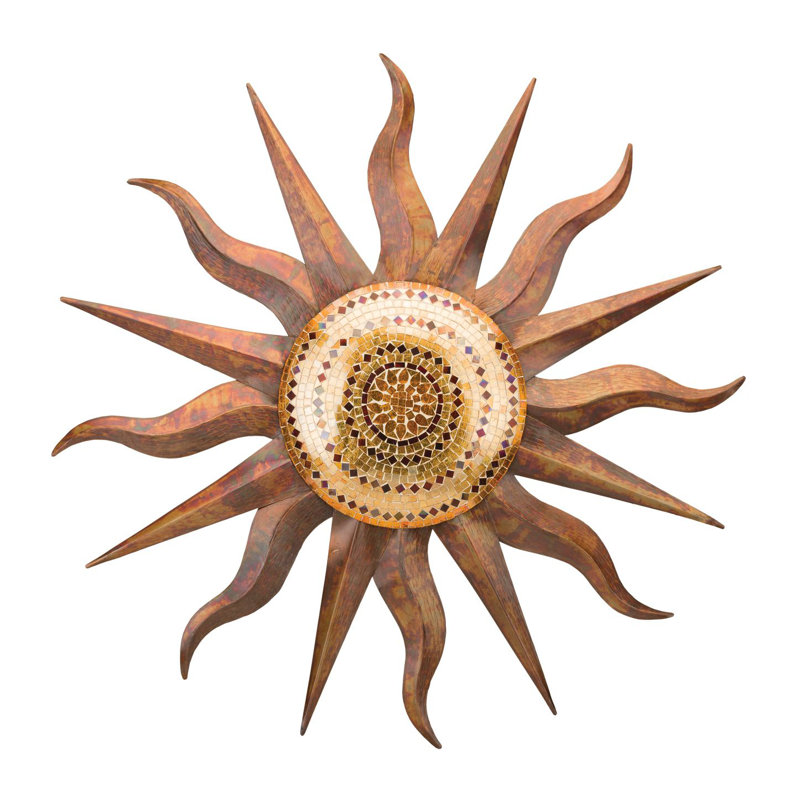 36" Copper and Gold Sunburst Metal Wall Sculpture