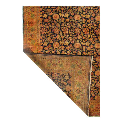 One-of-a-Kind Rectangle 12'2" X 18'2" 2000s Wool Area Rug in Black/Gold