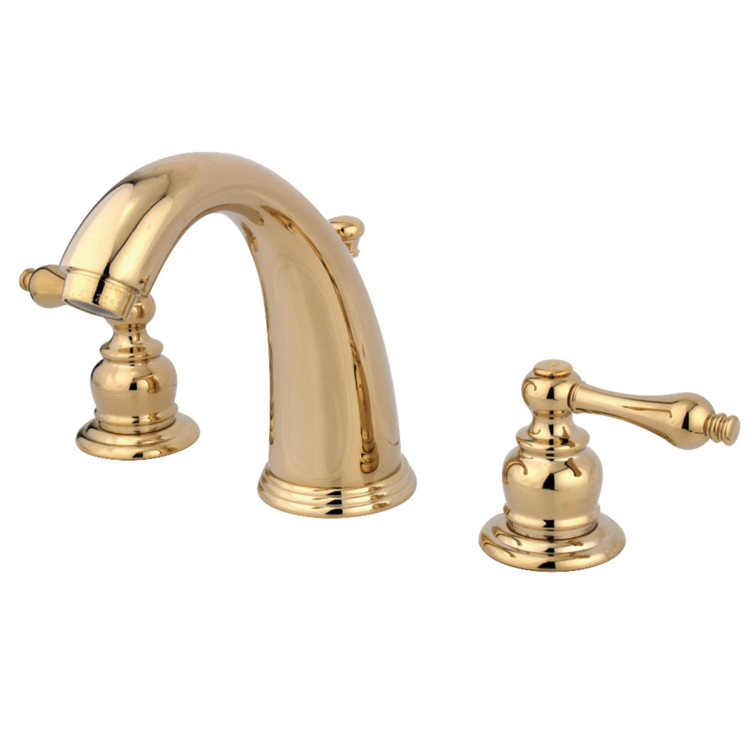 Kingston Brass Victorian Two-Handle 3-Hole Deck Mount Widespread Bathroom Faucet with Retail Pop-Up Drain Kingston Brass