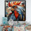 «Cubic Colorful Rooster Collage II», art animalier mural