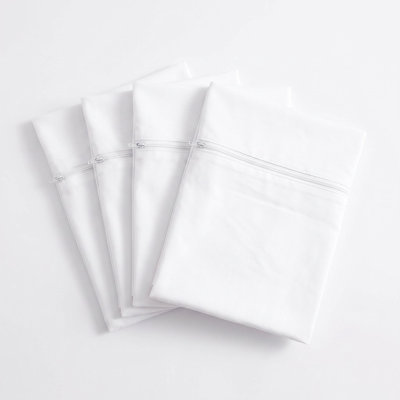 Soft Waterproof Pillow Protectors with Zipper Closure,  Silent TPU Layer, 4 pack
