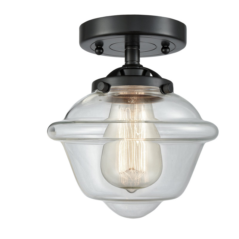 Plafonnier semi-encastré 1 lumière 7,5 po Baptiste, Ampoule non incluse, Transparent, Bronze huilé