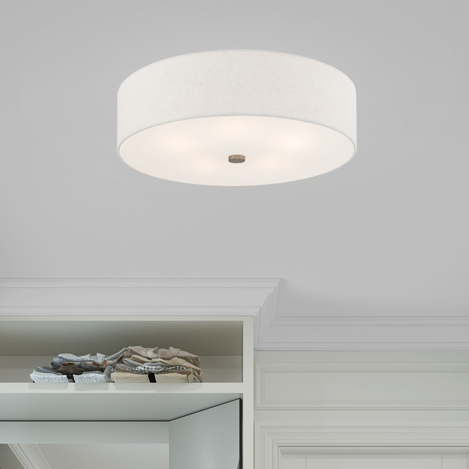 Flaire 5 Light Fabric Semi Flush Mount, Brushed Nickel, Oatmeal