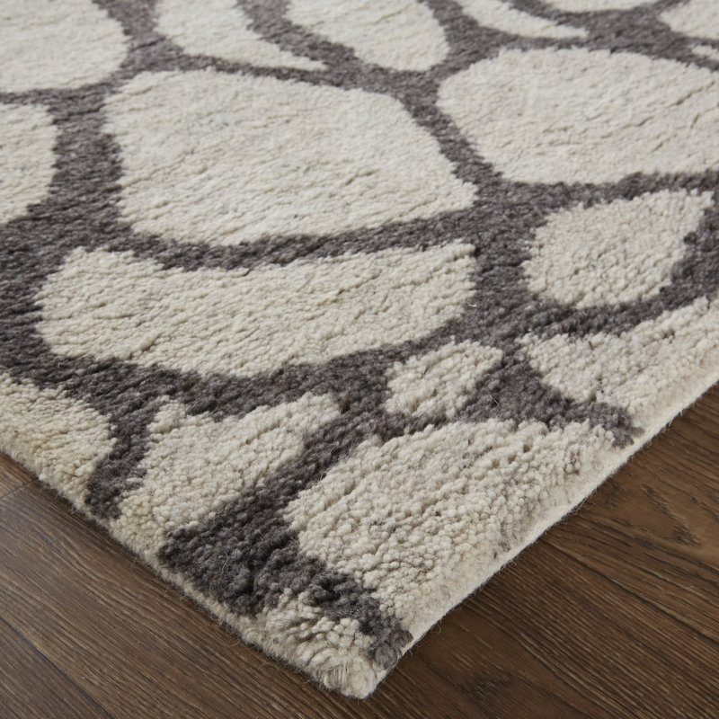 Belden Transitional Abstract, Ivory/Gray Area Rug, Runner 2'6" x 8'