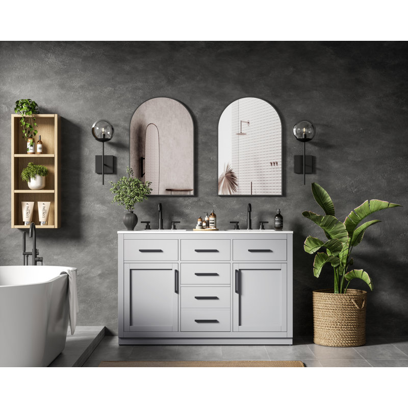 Meuble-lavabo double 54 po Ahner, Gris
