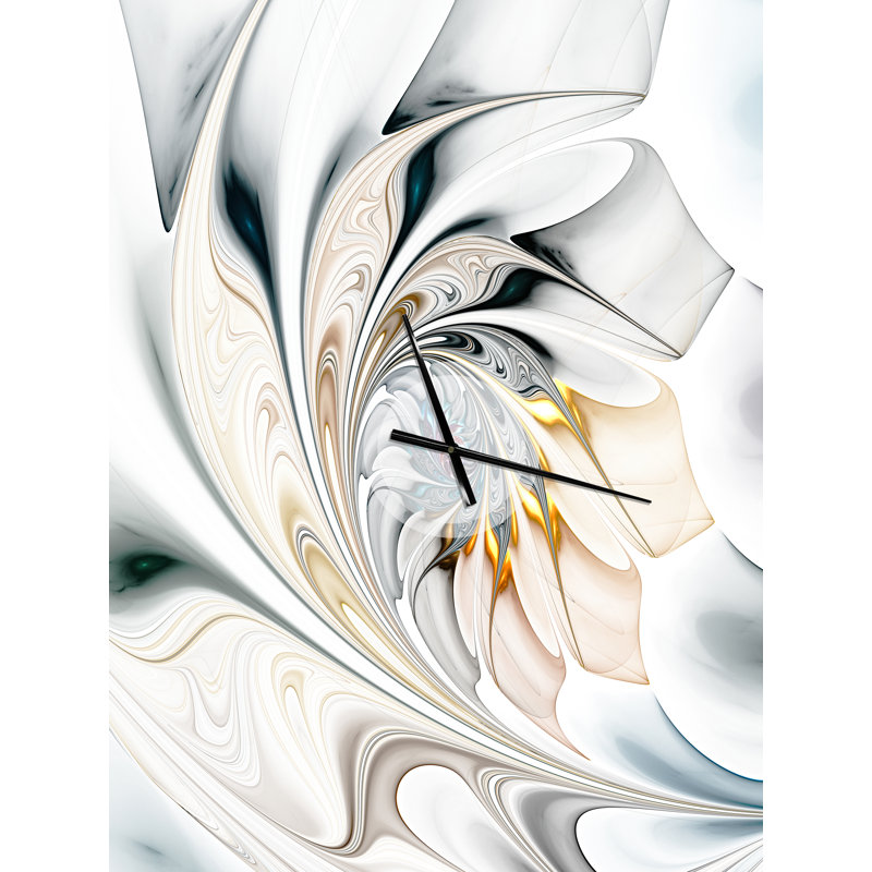 Art floral en verre coloré blanc - horloge murale moderne, Très grand