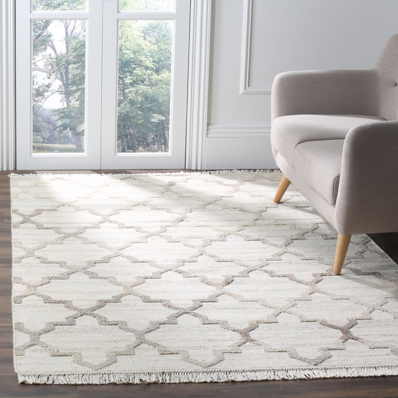 Tapis géométrique en laine / coton noué à la main Wilhelmine, Rectangle 5 pi x 8 pi