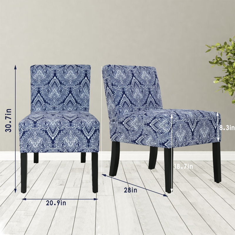 Erzhan 20.9" Wide Parsons Chair, Blue Fabric