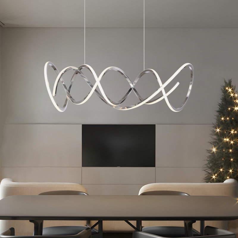 Lustre intégré à DEL 33,4 pouces Lelea, Argent