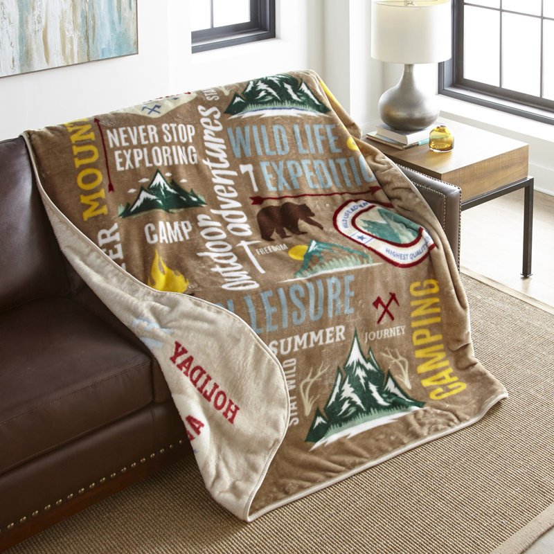 Hi Pile Camping Adventure Oversized Fleece Throw Blanket