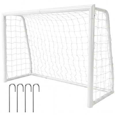 Steel Soccer Goal 6 x 4 ft with Net & 4 Ground Stakes, Portable Backyard Training Goal for Adults and Youth
