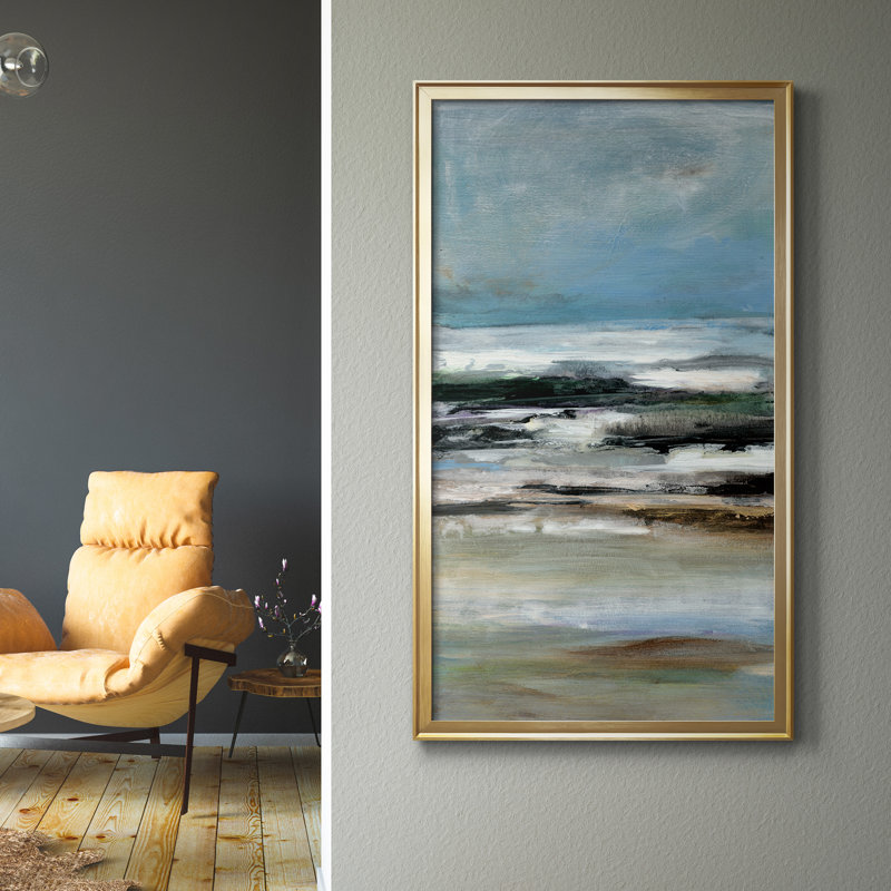 «Knowing You I», peinture sur toile encadrée, H 10,5 po x l 18,5 po x P 1,5 po, Doré