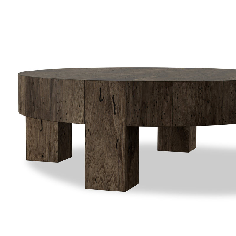 Abaso Round Coffee Table-Rustic Wormwood Oak, Rustic Wormwood Oak, 15" H x 55" W x 55" D