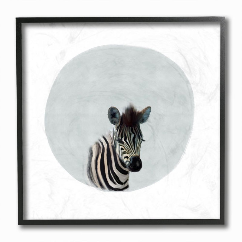 Décoration murale pour enfants bébé zèbre painting Allbritton, H 12 po x l 12 po x P 1,5 po, Giclée encadrée noir minuit