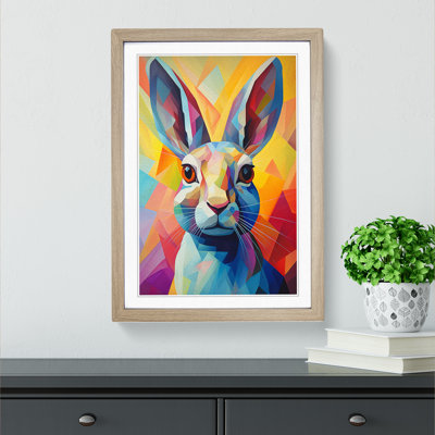 Hare Cubism - Single Picture Frame Print on Wood