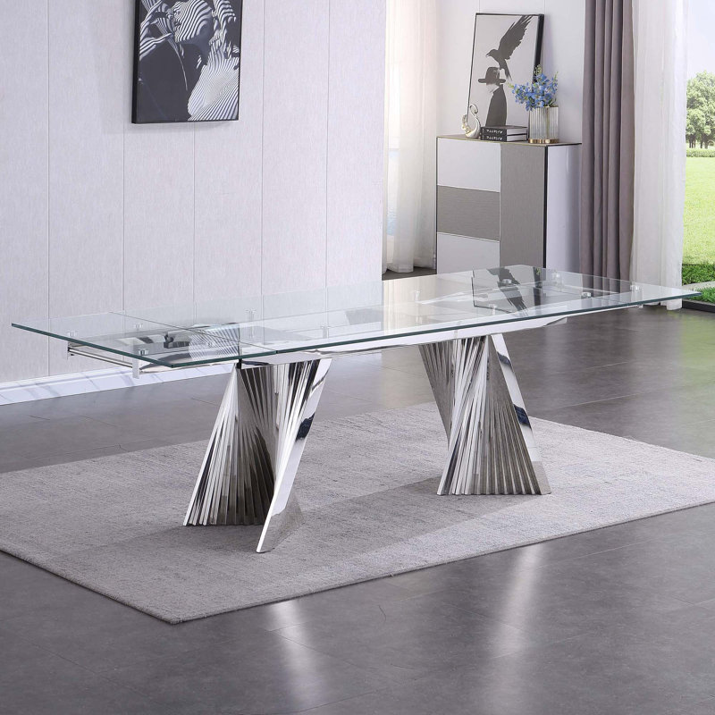 Netania Extendable Dining Table 63" to 95", 30" H x 63" L x 39.6" W
