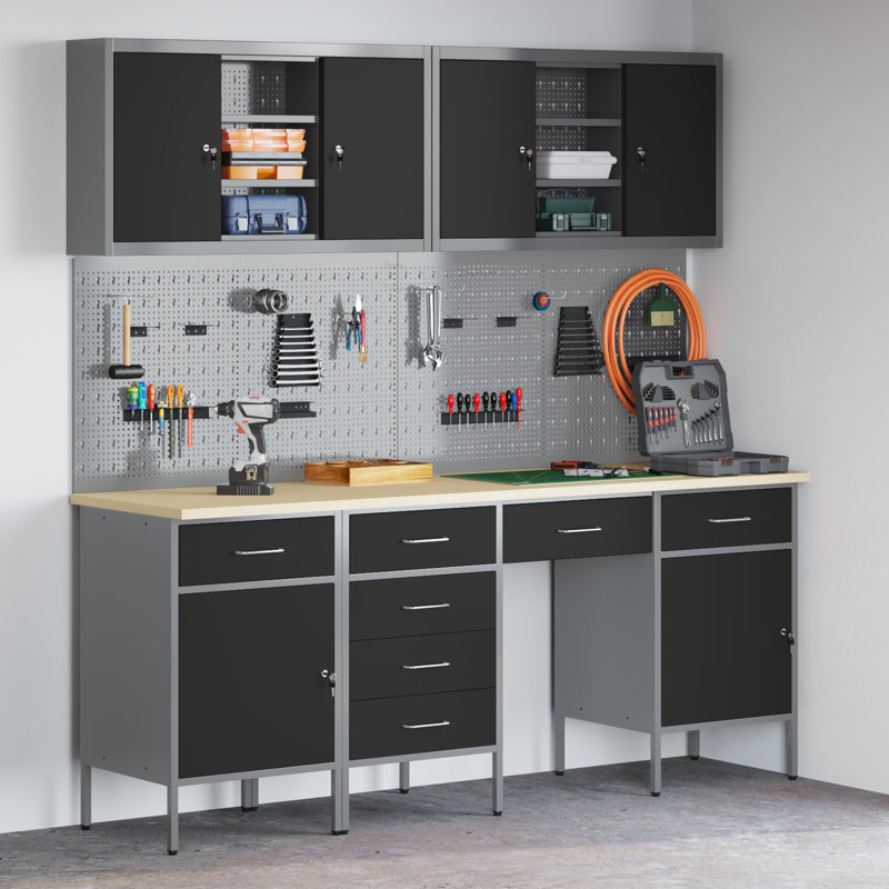 Work Cabinet with Drawer, Black