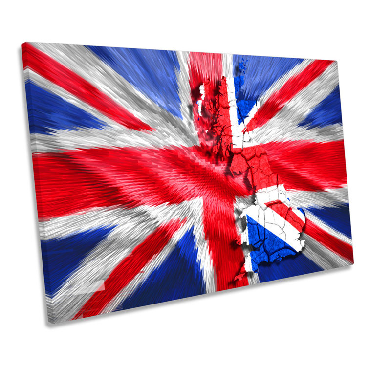 Union Jack Flag Map CANVAS WALL ART Box Framed