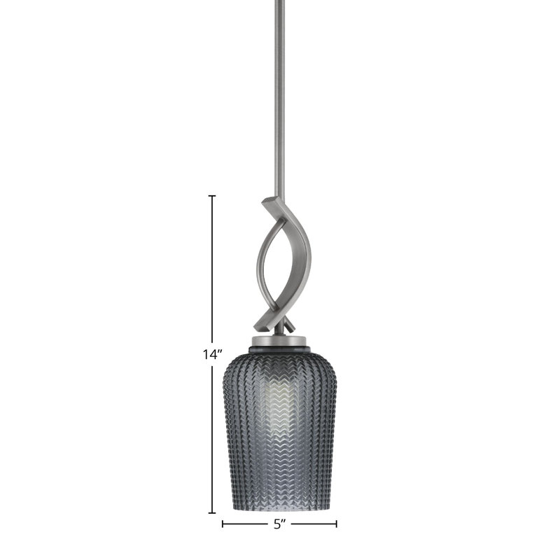 Luminaire suspendu simple à 1 lumière Unia, Argent argent, Graphite