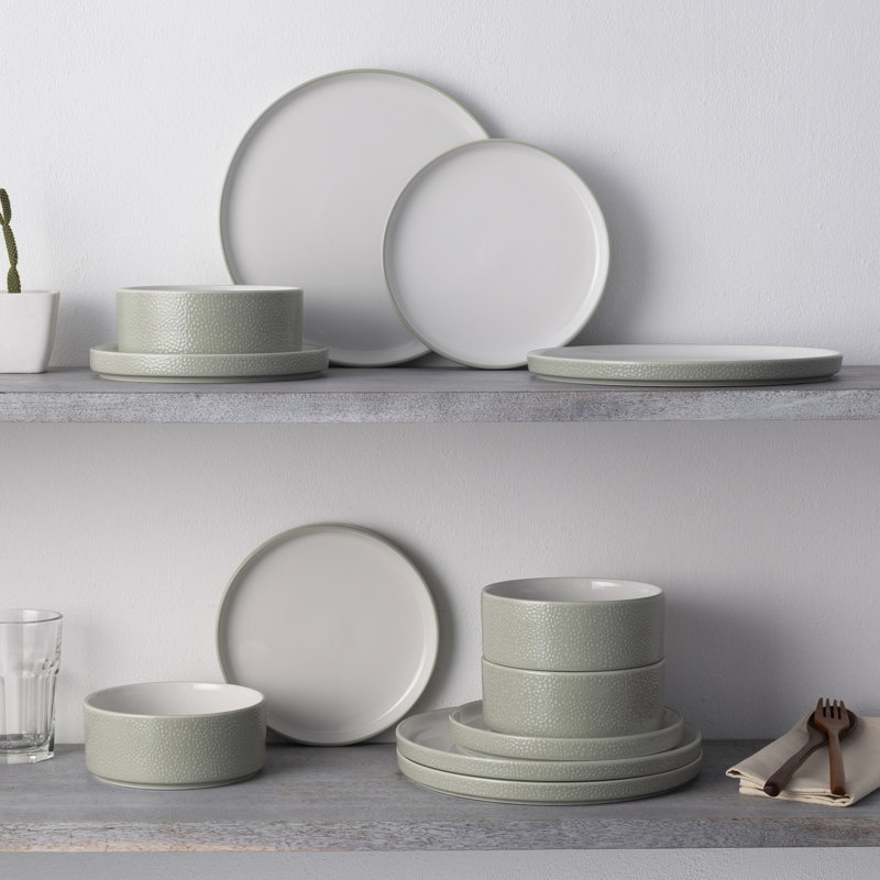 Noritake Colortex Stone 12-Piece Dinnerware Set, Service for 4, Sage