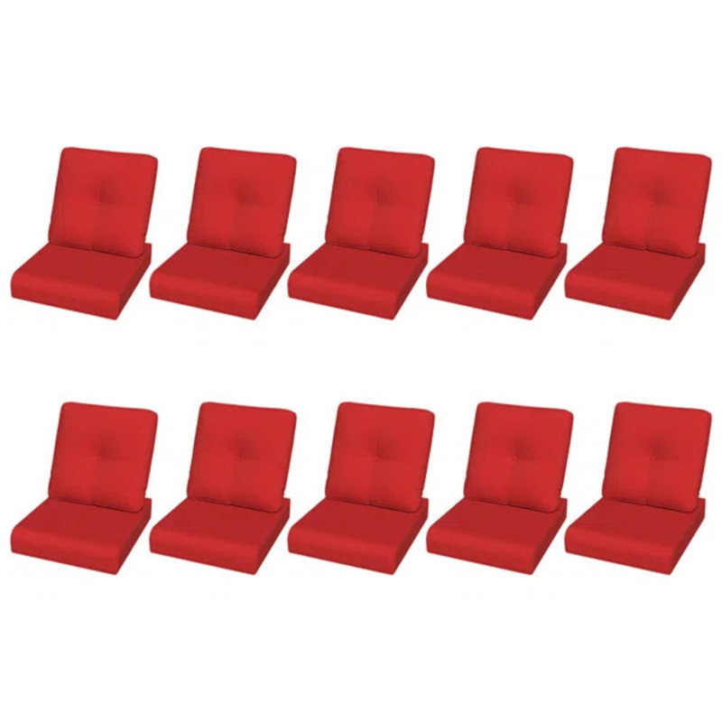 Durable 4" Olefin Seat Cushions, Red, 10