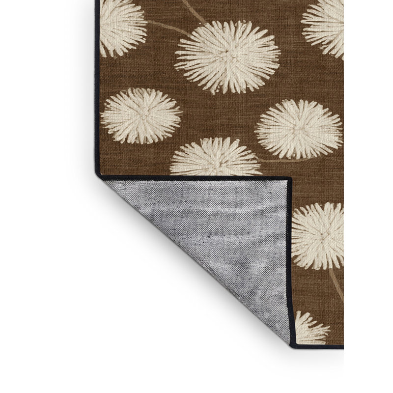 Tapis botanique brun lavable à la machine, Rectangle de 5 pi x 8 pi