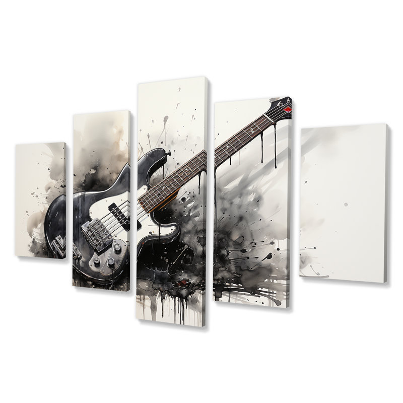 «Brown Charcoal Guitare Vibations II - Music Multipanel», art mural