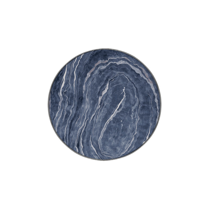Machine Washable Gray Area Rug, Round 3'