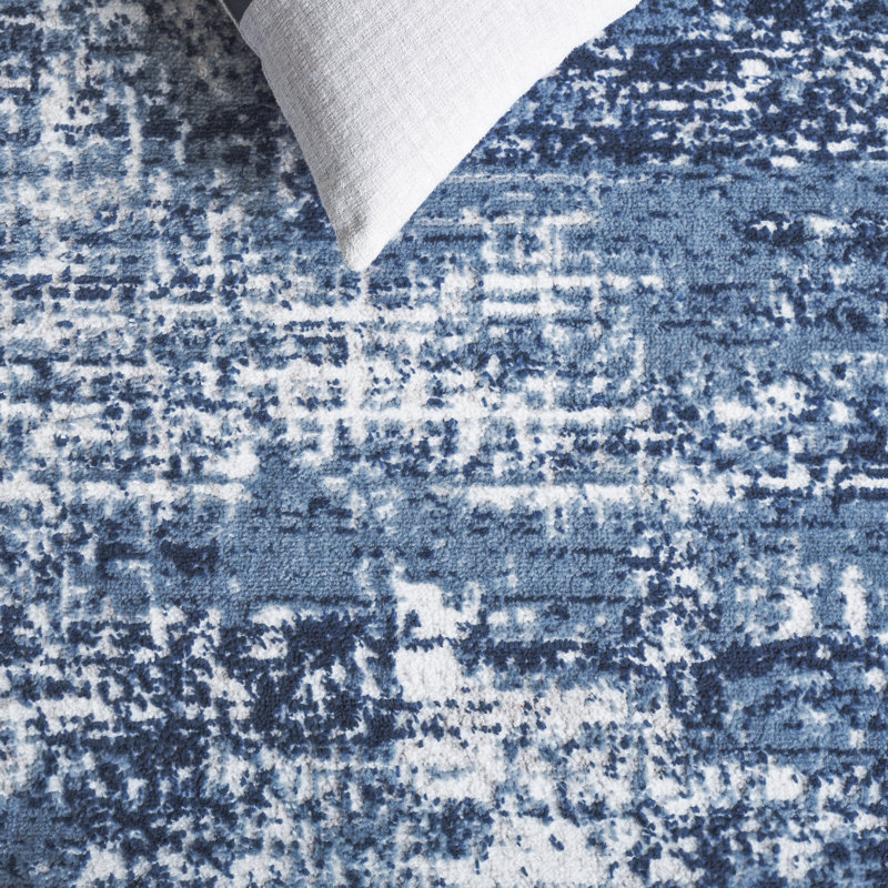 Tapis abstrait Grandview 700 Performance, Rectangle de 10 pi x 14 pi, Dark Blue/Ivory