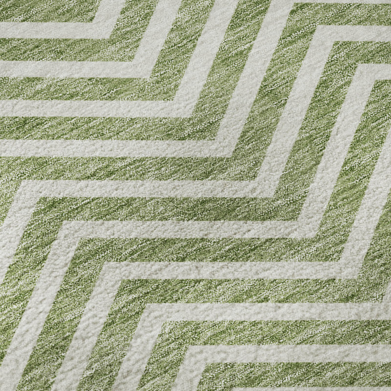 Tapis vert Prisco lavable à la machine de qualité supérieure, Rectangle 5 pi x 7 pi 6 po