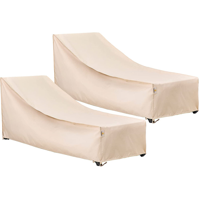 Premium Waterproof Outdoor Patio Chaise Lounge Covers : Latest Rip-Stop Fabric, 3-Year Warranty, 30" H x 79" W x 30" D, Beige