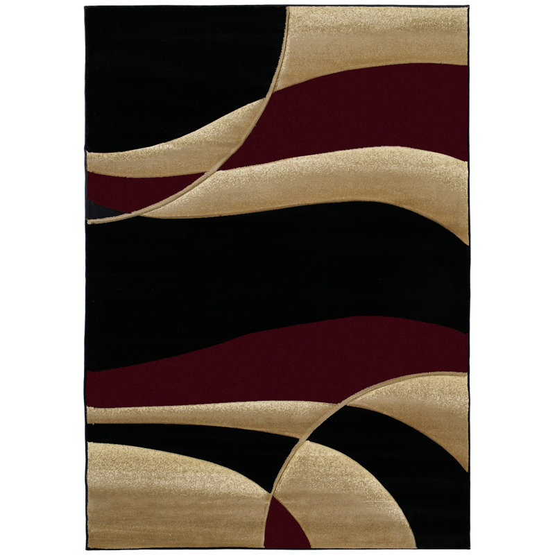 Tapis abstrait bourgogne Dov, Tapis de passage : 2 pi 7 po x 7 pi 4 po