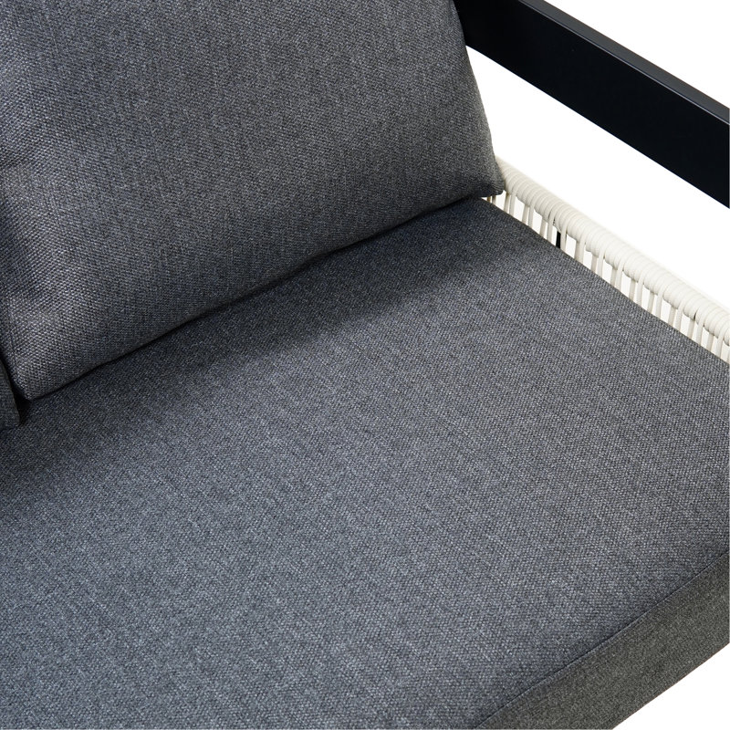 Ensemble de canapé d'extérieur en fer multi-personnes avec une table, décoration en rotin, imperméable, antirouille, adapté au jardin, à la pelouse