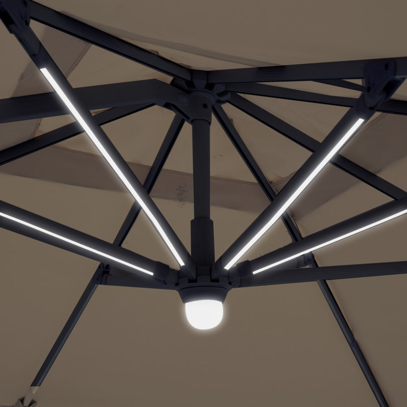 Israel 300cm Lighted Cantilever Parasol, Brown, Taupe