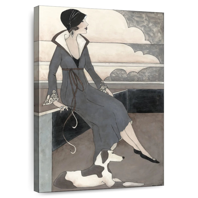 Shuttleworth Art Deco Lady With Dog, 48" H x 32" W