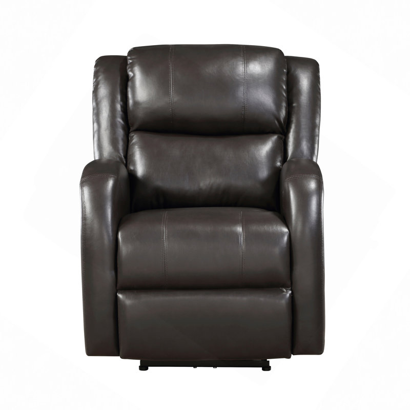 Living Room Furniture 1Pc Power Reclining Chair Faux Leather Upholstery Plush Seating Solid Wood Frame, Brown