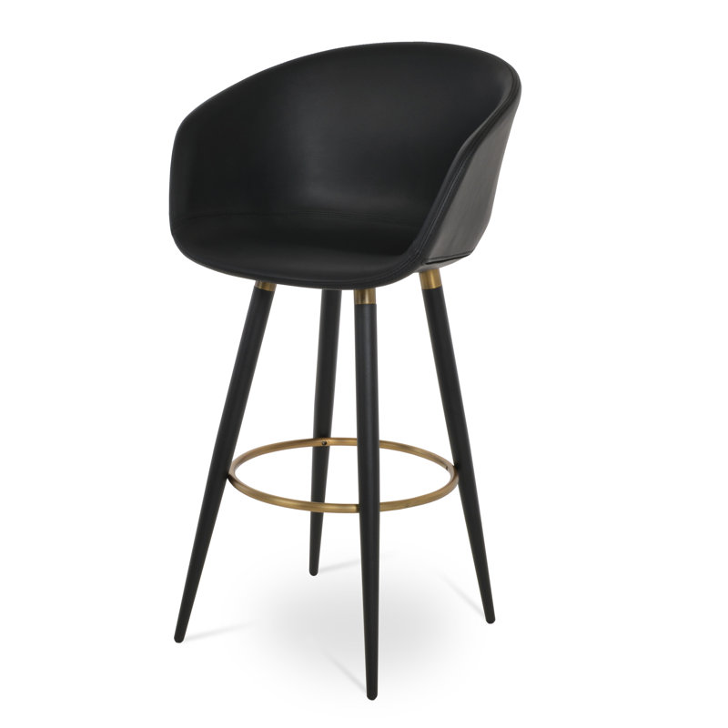 Tabouret de bar et de comptoir Tribeca Ana, Noir, Similicuir noir, Tabouret de comptoir (siège d’une hauteur de 24