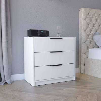 Commode 3 tiroirs, plateau supérieur - blanc