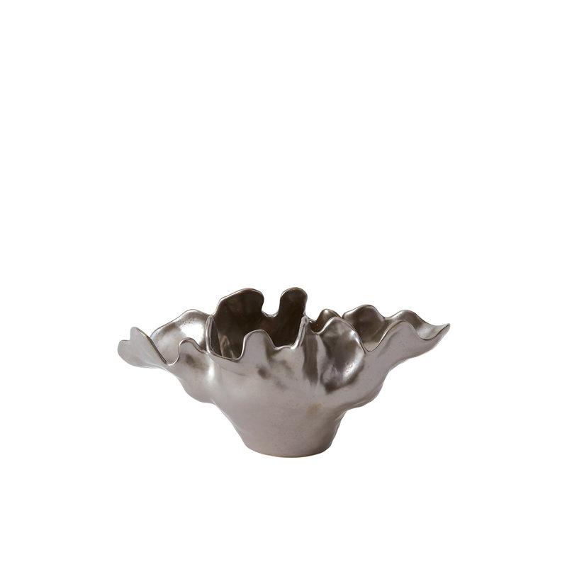 Meteor Decorative Bowl, Small (6.5'' H x 13'' W x 7.75'' D), Silver Haze
