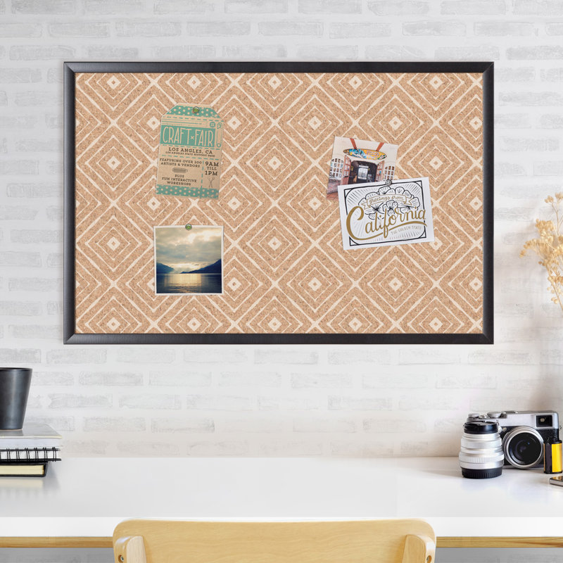Fashion Cork 35" x 23" Bulletin Board with Black MDF Frame