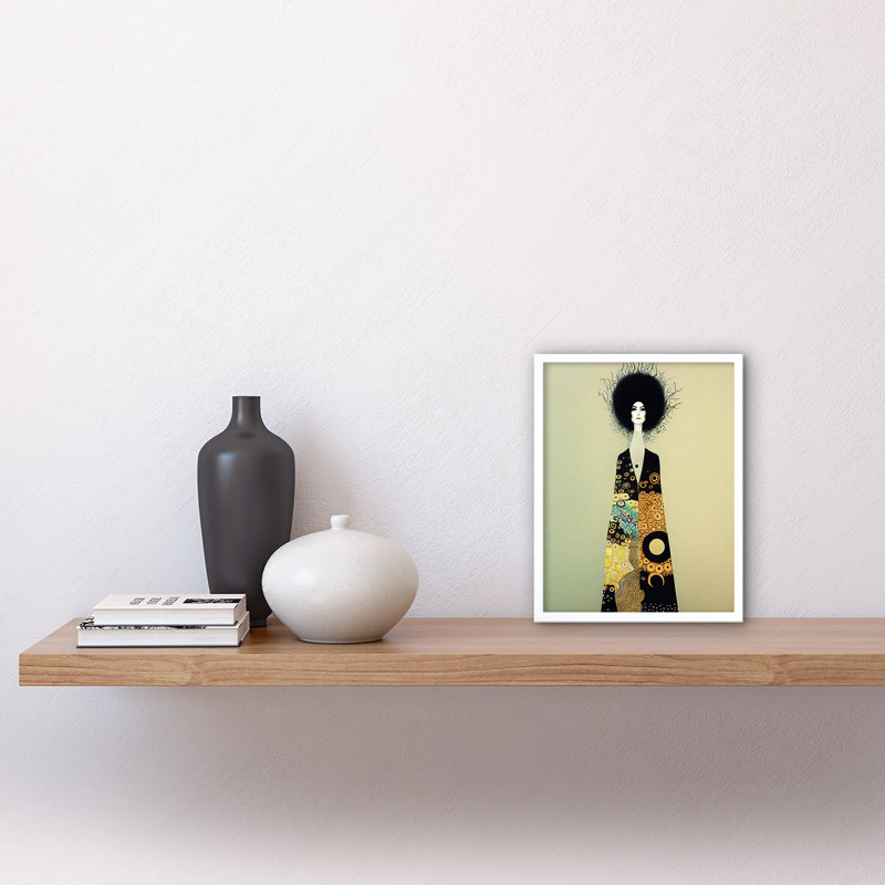 Portrait Woman Gustav Klimt Style Dress - Print, White Framed Paper, 25.9cm H x 20.6cm W