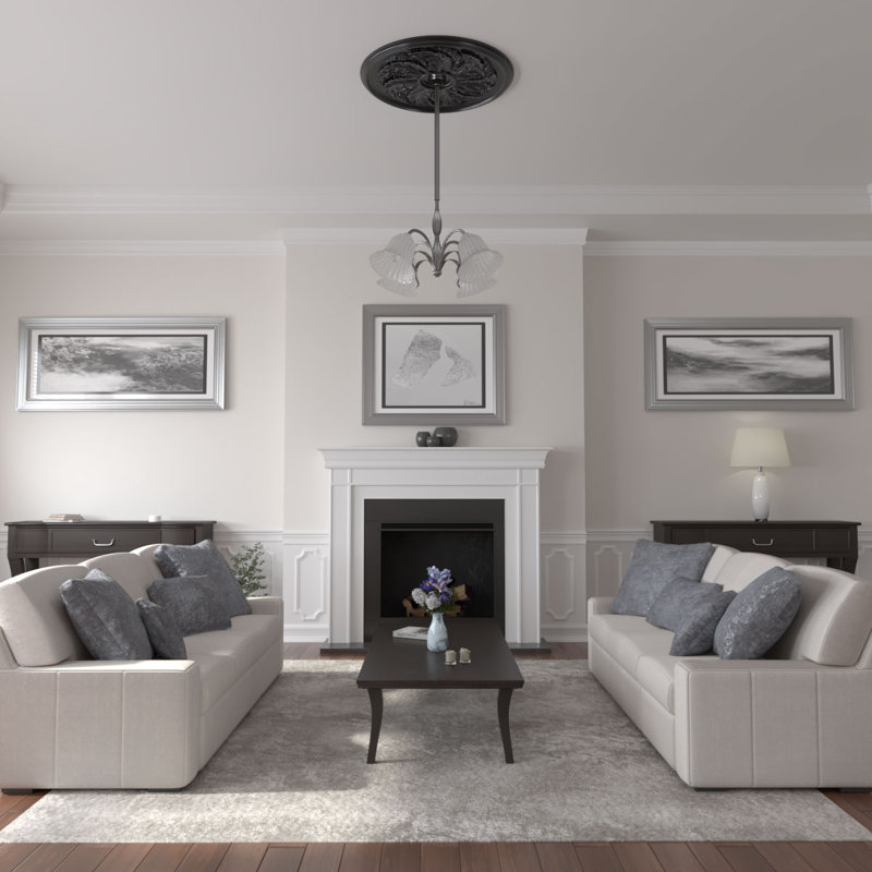 Médaillon de plafond Endurathane Sellek, DE 42 1/8 po x P 1 7/8 po (pour auvents jusqu'à 9 po), fini noir de jais peint à la main