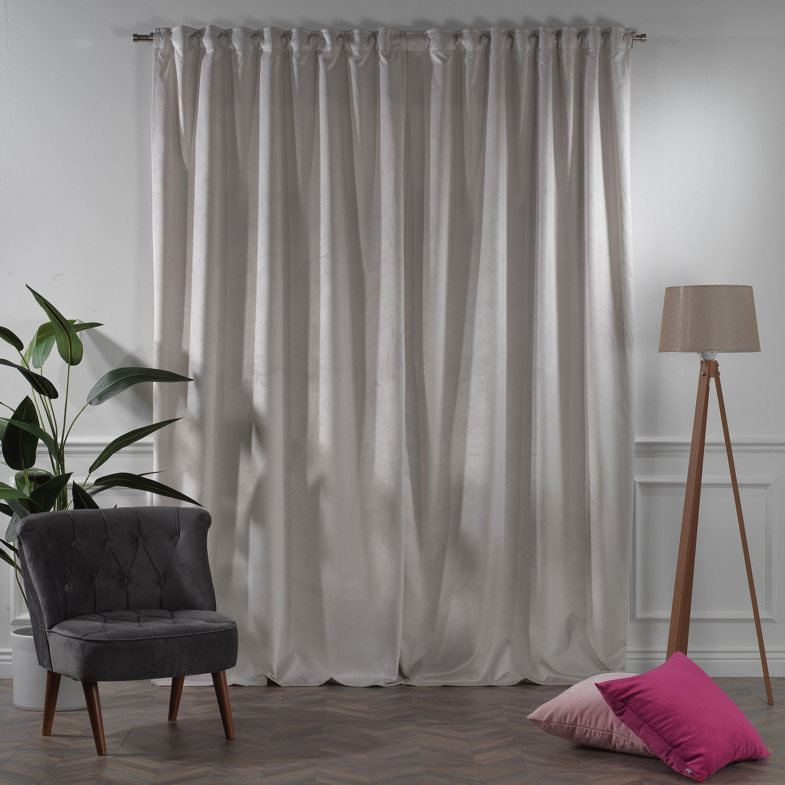 Matte Velvet Extra Wide x Extra Long Custom Made Decorative Double Panel, 52" W x 72" L, 16 Thistle