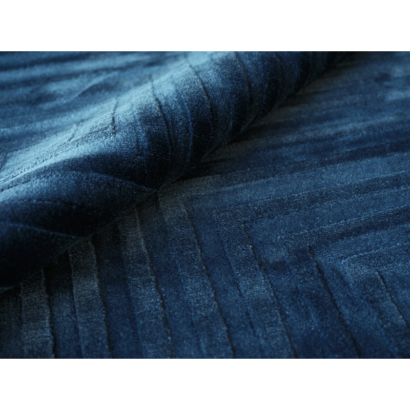Tovello Modern Handmade Silky Nylon Navy Area Rug, Rectangle 4' x 6'